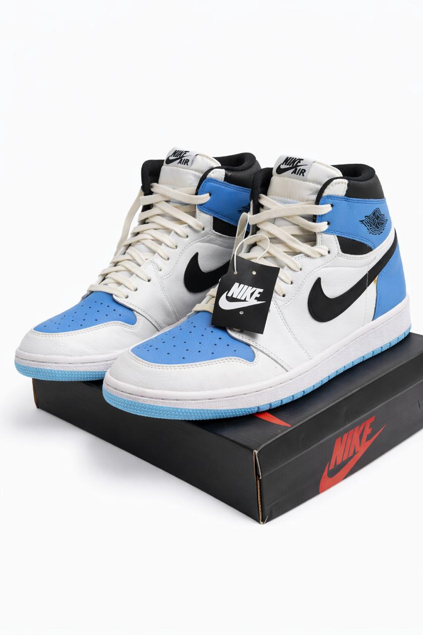 Air High-Top Sneakers – White, Black & Sky Blue