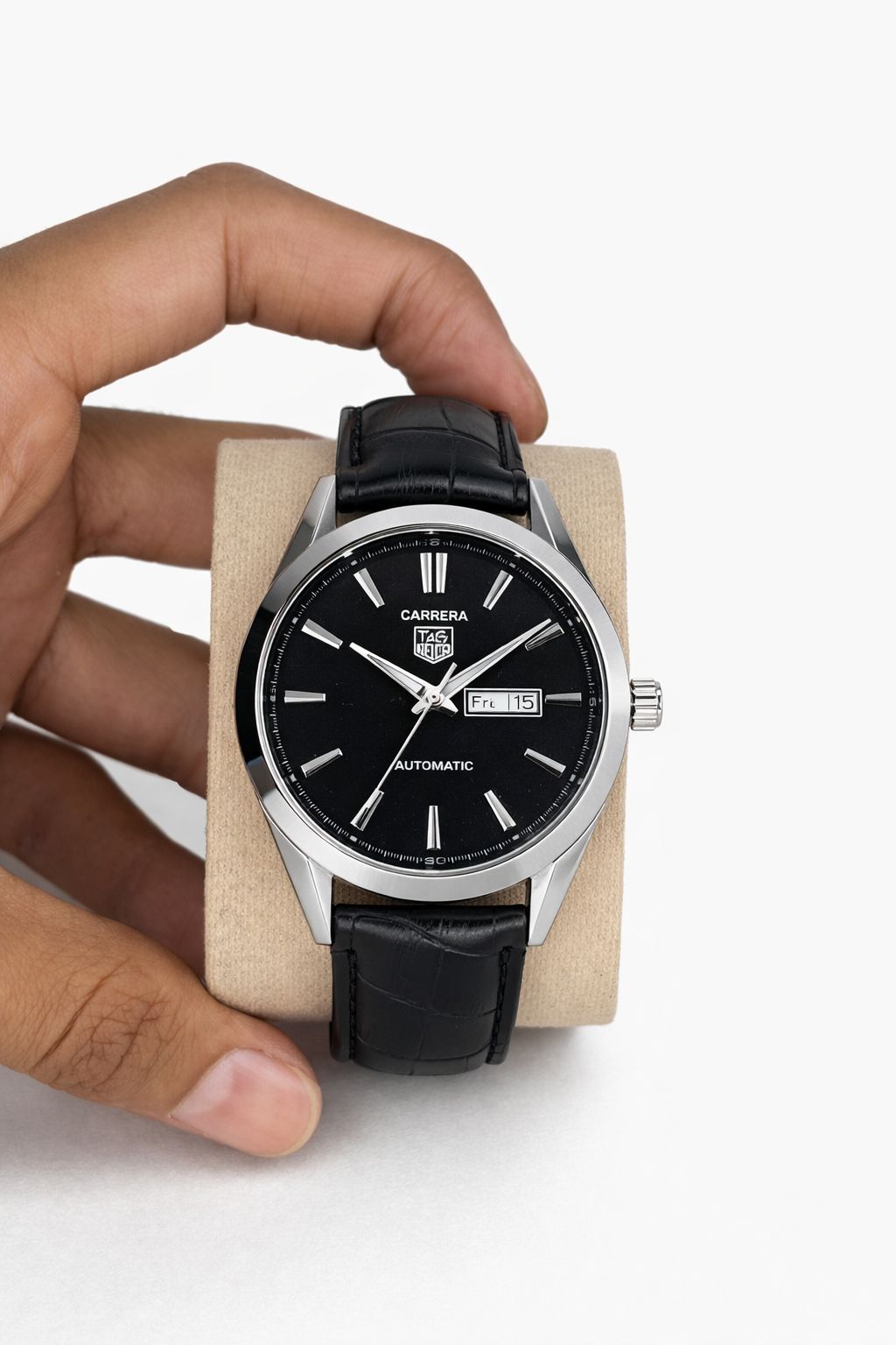 Carrera Style Classic Leather Strap Watch