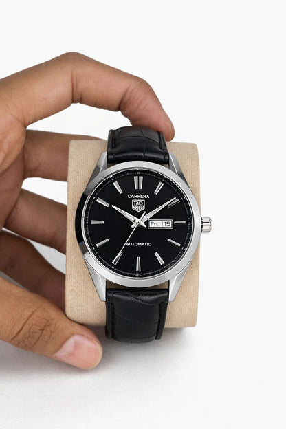 Carrera Style Classic Leather Strap Watch