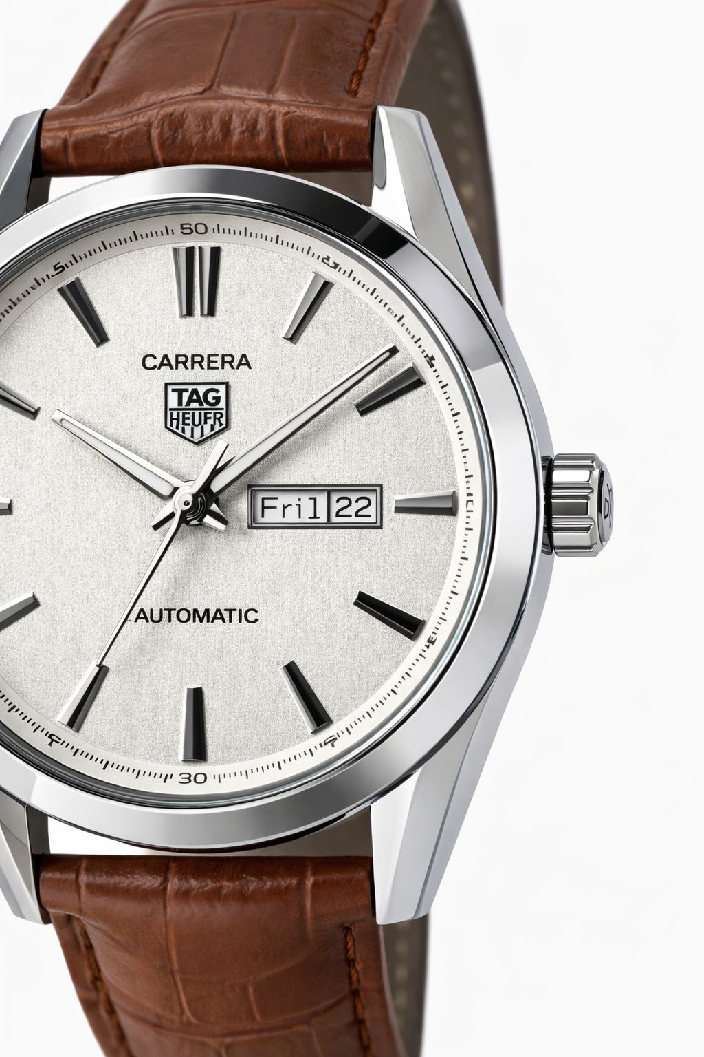 Carrera Style Classic Leather Strap Watch