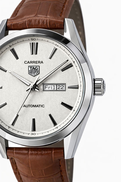 Carrera Style Classic Leather Strap Watch