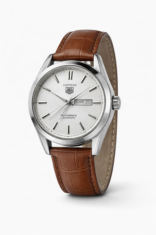 Carrera Style Classic Leather Strap Watch