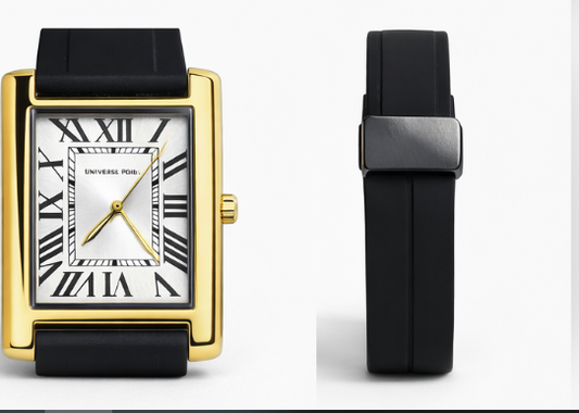 Elegant Gold Dial Rectangular Watch (OLD MONEY)