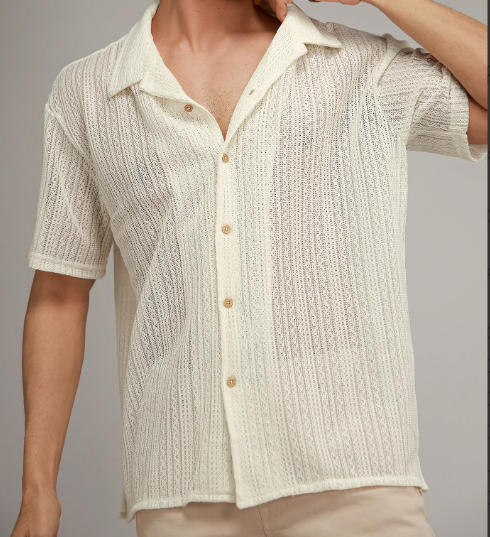 Cuban Collar Knitted Shirt